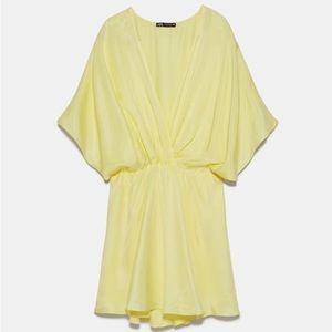 Zara Yellow Satin Dress - Medium